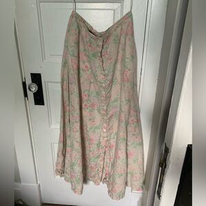 Vintage Ralph Lauren linen floral maxi skirt size 6